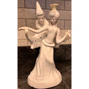 Vintage Royal Duncan Porcelain Clown and Princess Dancing Figure 9x4 in